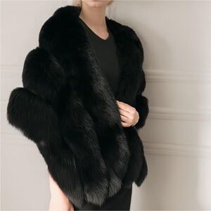 UMREN | Black Faux Fur Shawl Wrap One Size Fits Most